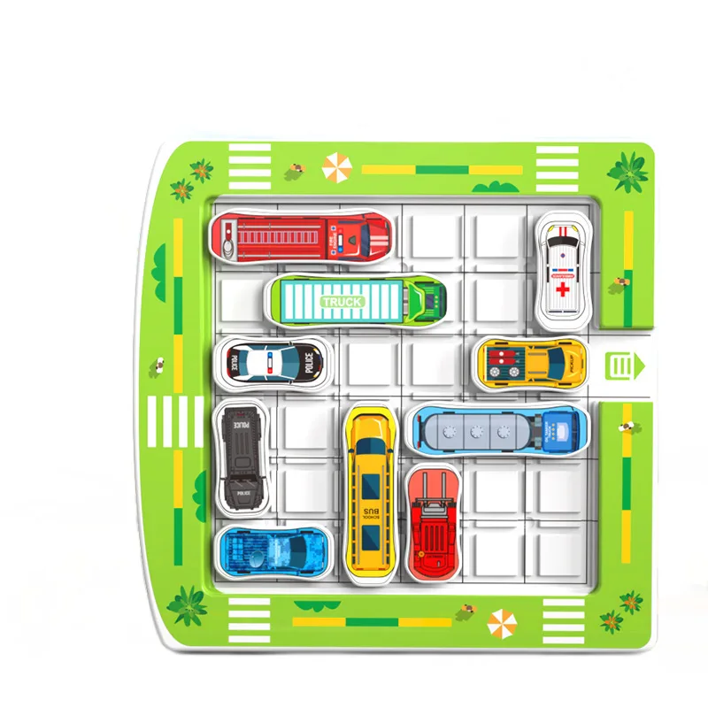 Edukacyjna gra logiczna dla dzieci, rozwijająca myślenie logiczne i koncentrację, parking z ruchomymi pojazdami i zabawki-labirynty.