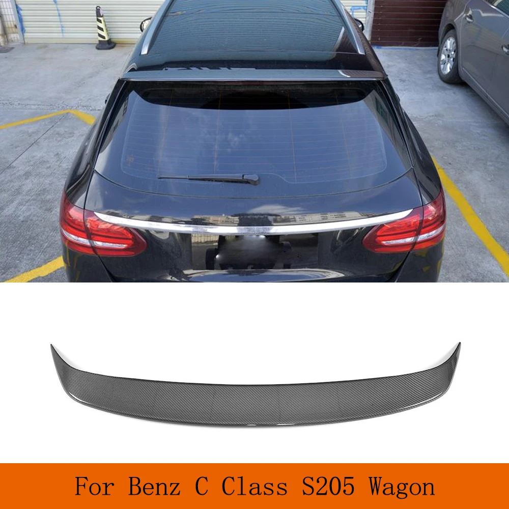 Carbon Fiber Rear Roof Spoiler Window Wing FRP Black for Mercedes-Benz C Class S205 Wagon Hatchblack 2015-2018 Not for AMG