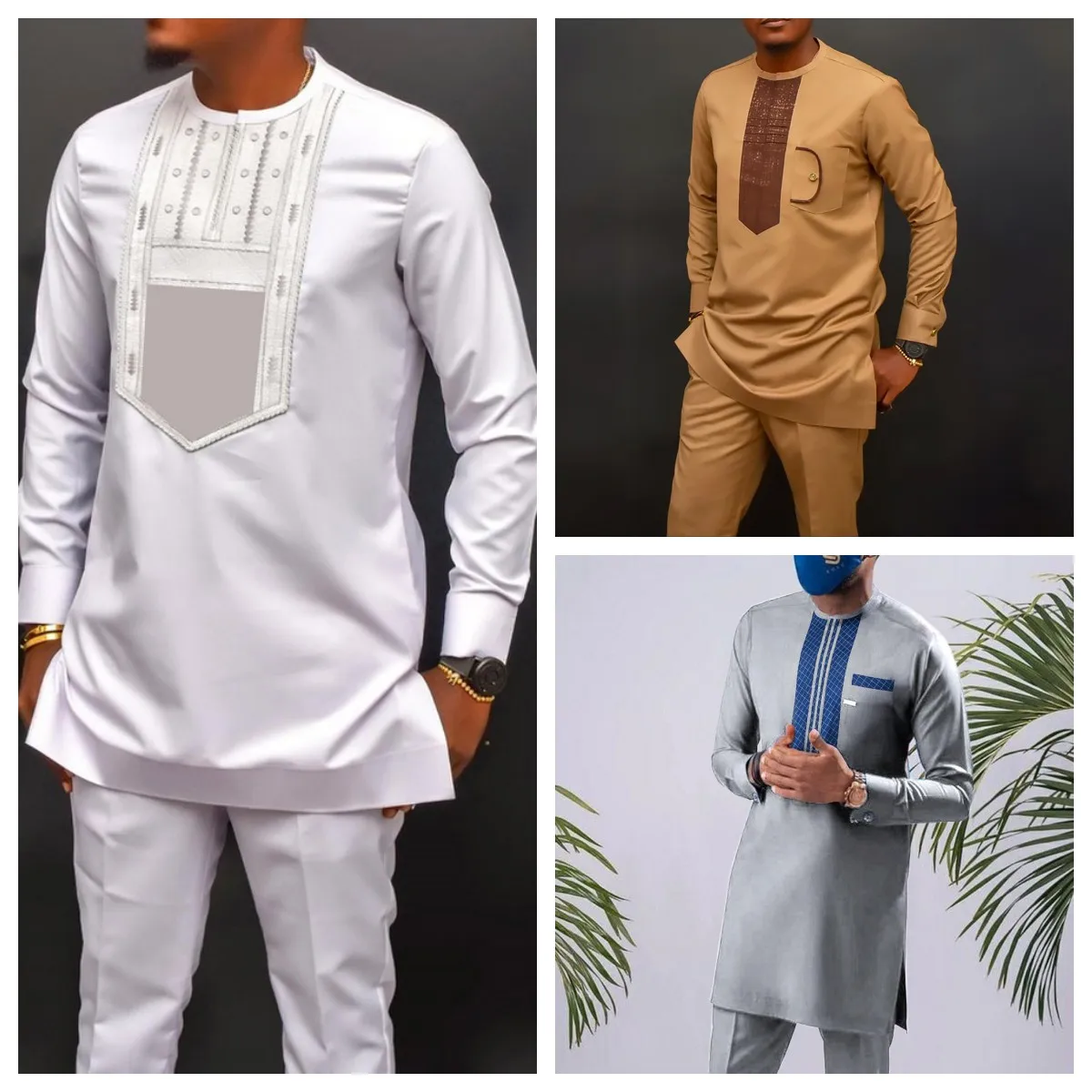 2024 Summer Men\'s Suit African Ethnic Casual Style 2-Piece Sets Printed Long Sleeve Top Pants Gentleman Fashion Clothes Outfits