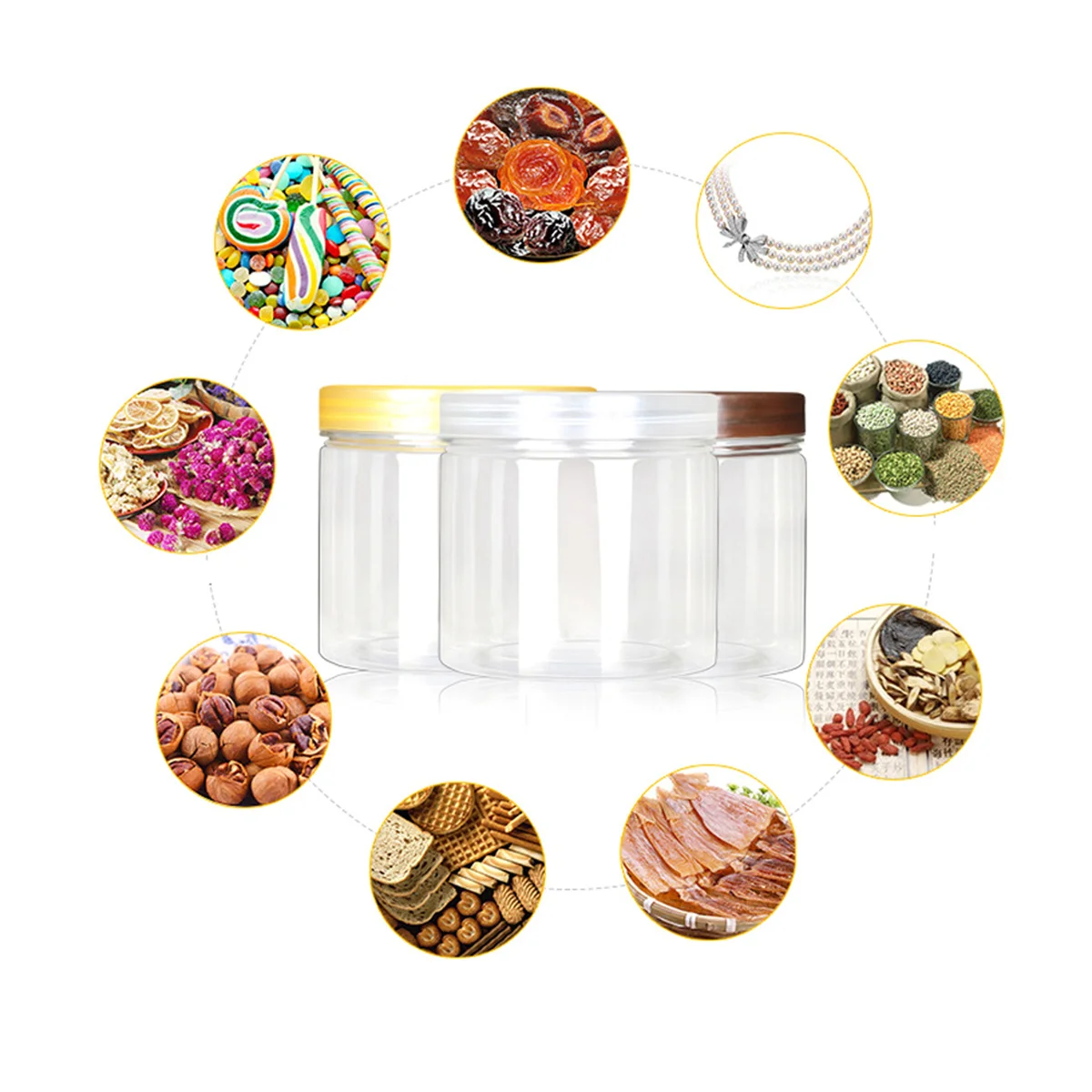 

5Pcs Food Sealed Jars Clear Bpa-Free Pet Plastic Storage Containers Screw-on Lid Craft Party Favor Storage Jars