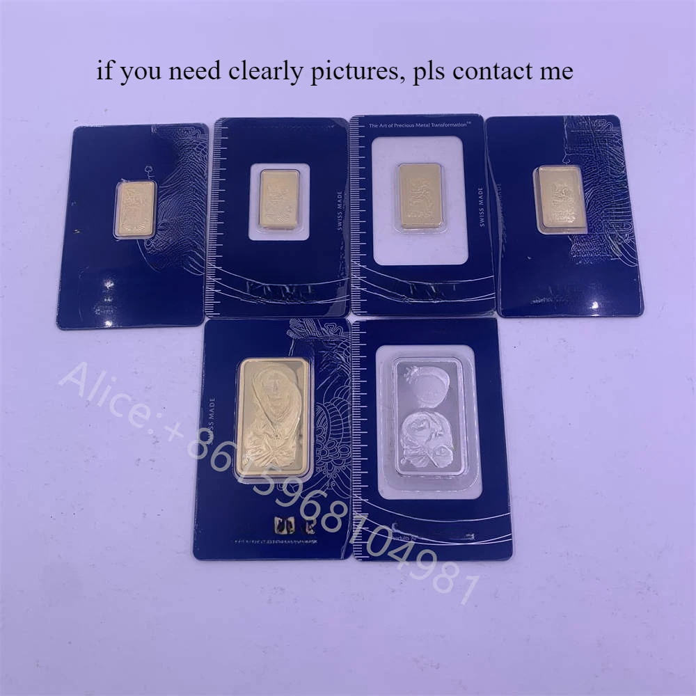 1oz/2.5g/5g/10g/20g/50g/100g non magnetic gold sealed bar Switzerland swiss lady metal brass bullion different serial number