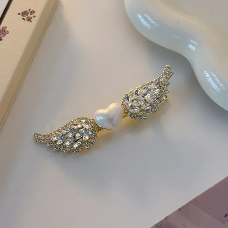 Super Fairy Rhinestone Angel Wing Hairpin High-end Women's Side Clip Love Duckbill Clip Sweet Cute Korean Style Hair Accessories