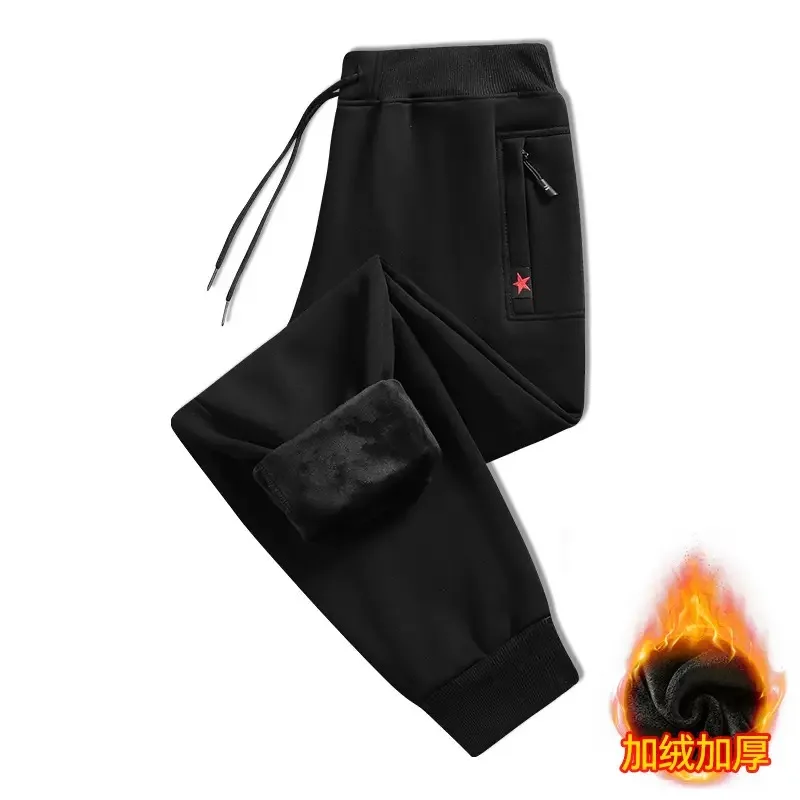 الخريف والشتاء موضة جديدة الاتجاه زائد سماكة الدافئة الصوف السراويل للرجال فضفاضة الرياضة مريحة كبيرة الحجم السراويل M-5XL