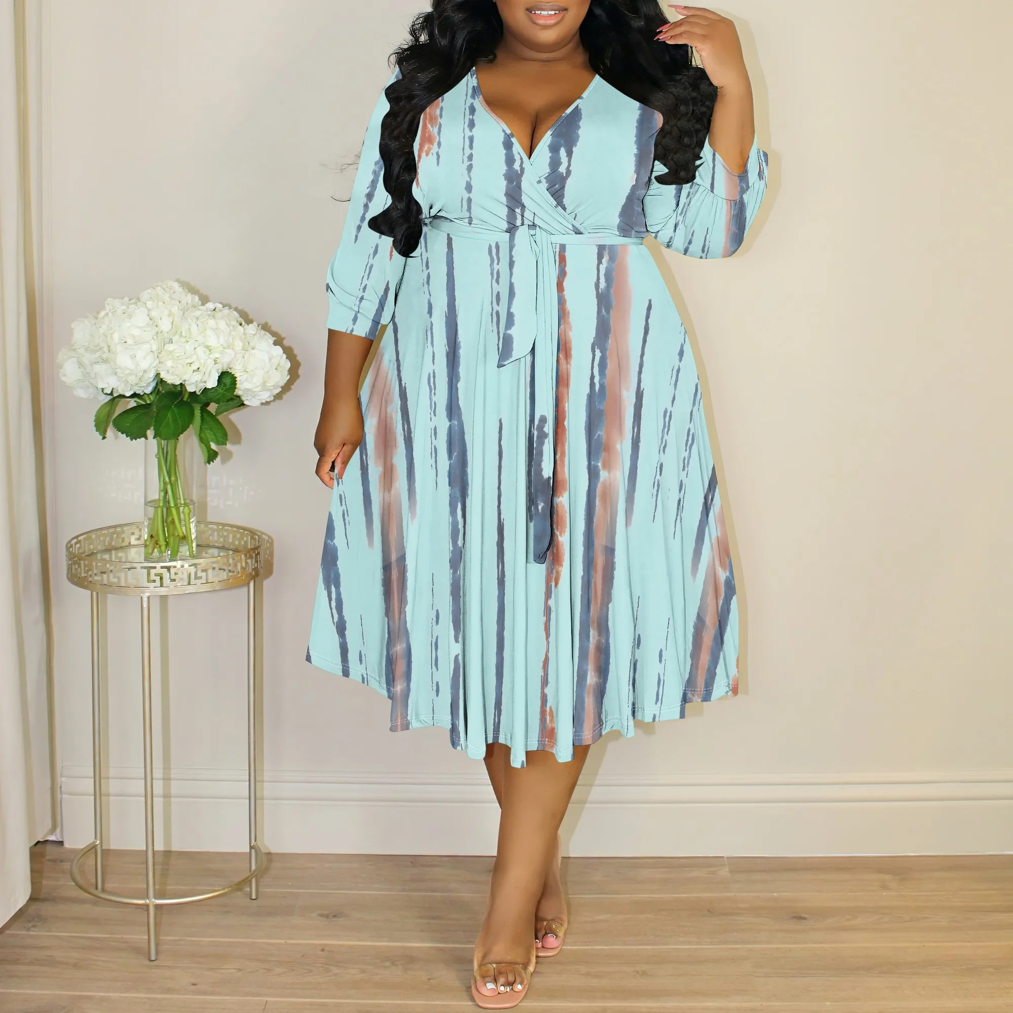 

Women's Charcoal Grey Plus Size Belted Shift Dress Polyester Office Minimalist