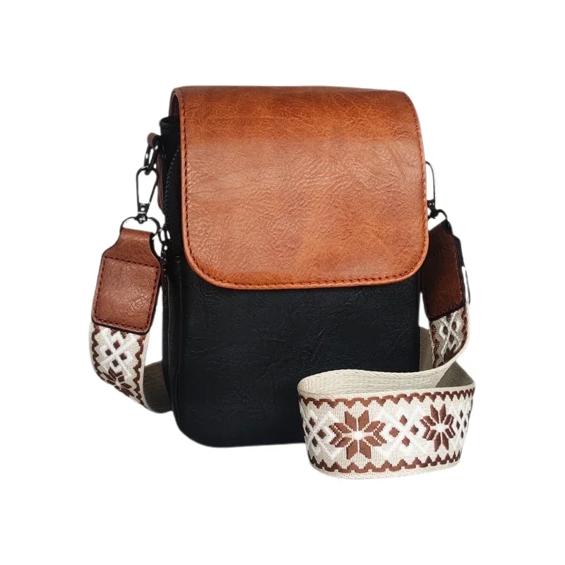 

Fashionable New Retro Pu Leather Women's Wide Shoulder Strap Casual Single Shoulder Crossbody Bag with Lid Small Square Bag ﻿