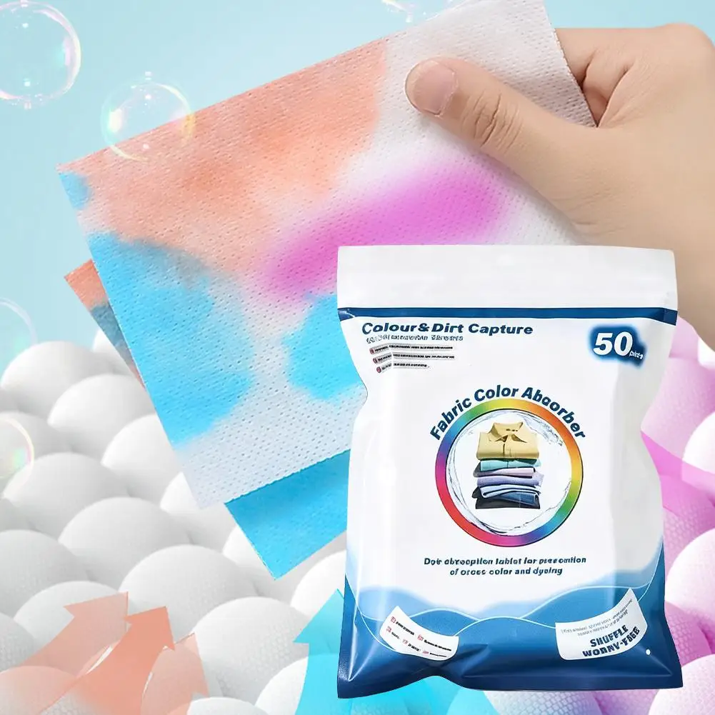 50PCS Color Absorbing Film Household Machine Wash Nonwovens Anti Cross Dyeing Paper Clothes Mixed Washing No Cross Color Tools
