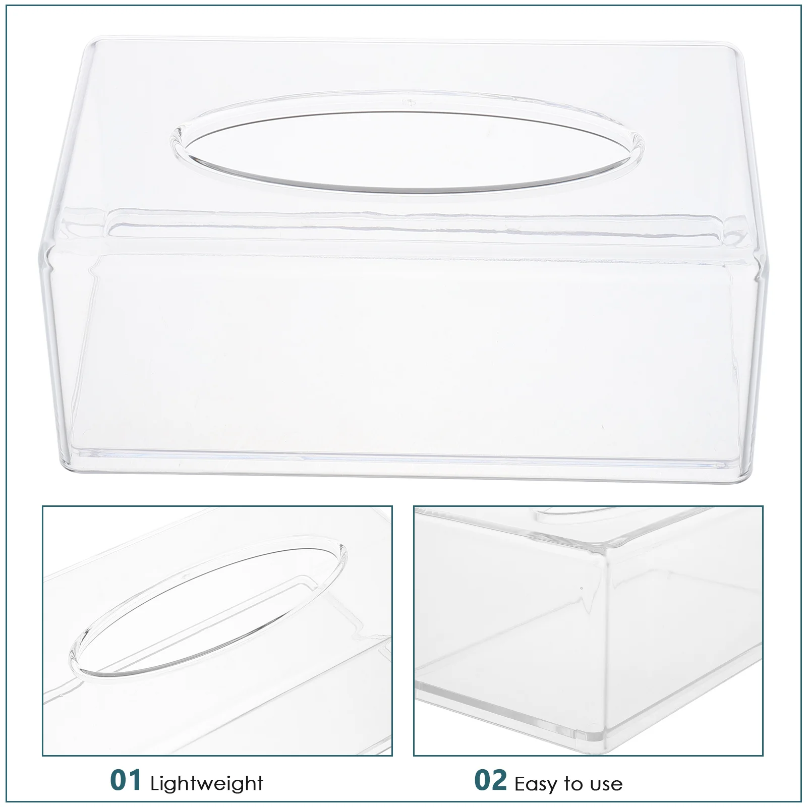 Clear Acrylic Tissue Box Holder Simple Rectangular Paper Napkin Cointainer Oragnizer for Car Home End Table