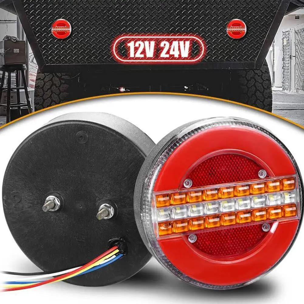 

2pcs 4 Inch Truck Brake Light LED Round Trailer Tail Light 1200LM 12-24V Reverse Lamp Ip67 Waterproof