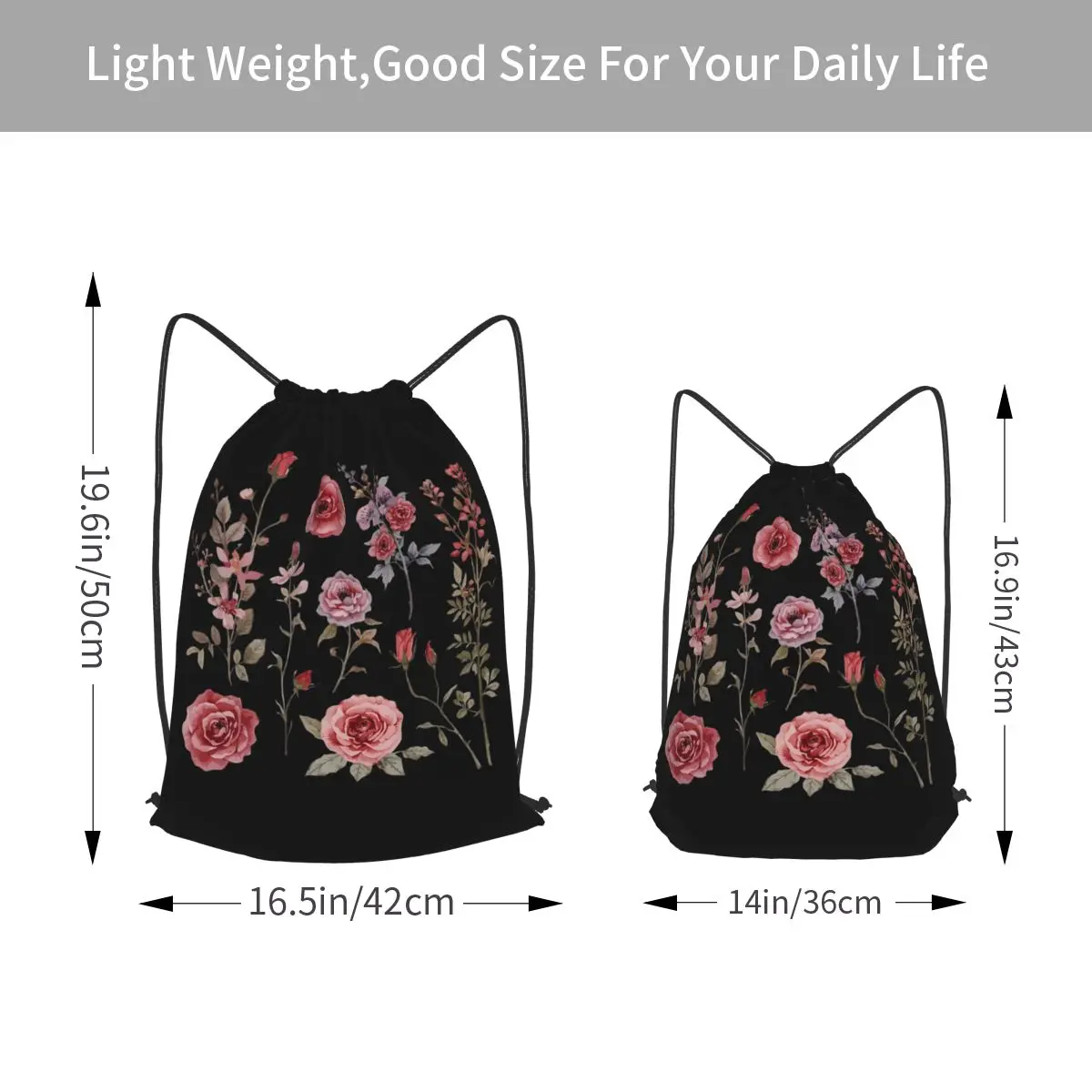 Pink Roses Set Backpacks Multi-function Drawstring Bags Sundries Bag Book Bags for Man Woman School