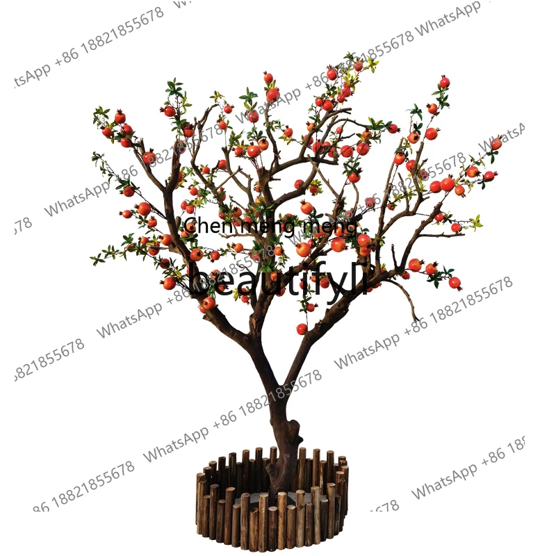 N178 Simulation fake tree pomegranate fruit tree orange, apple persimmon hawthorn, window decoration, indoor floral arrangement