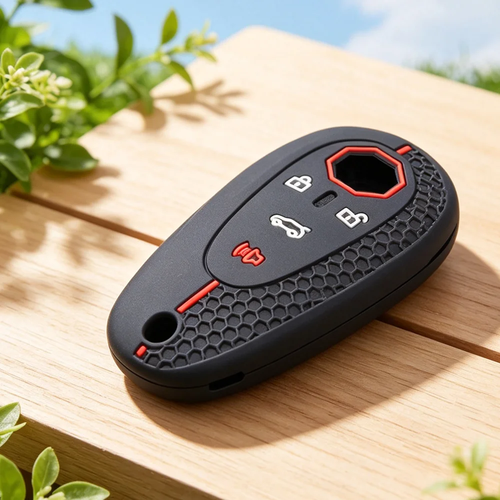 Shock‑Absorbing Silicone Key Fob Cover Honeycomb Grip Full‑Wrap High‑End Protector For MG Cyberster 4‑Button Remote Key
