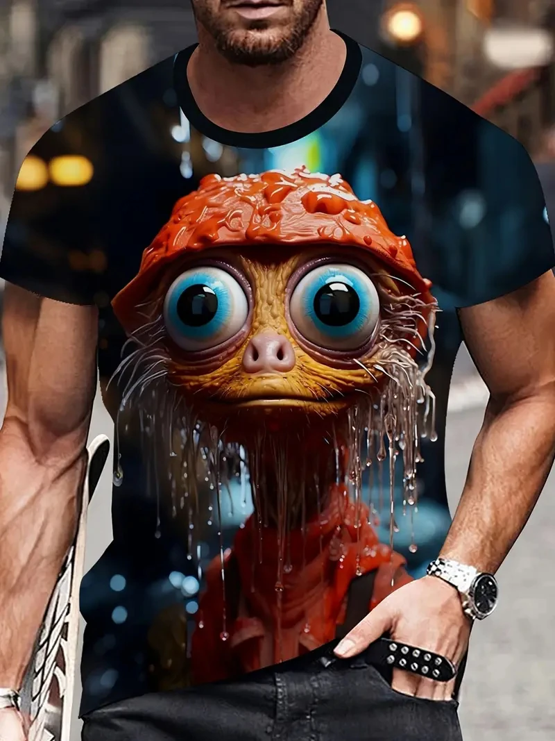 2025 جديد النعامة الجرافيك ثلاثية الأبعاد مطبوعة مضحك الحيوان تي شيرت للرجال النساء موضة الصيف عادية تيز فضفاض المتضخم الاطفال تي شيرت #5