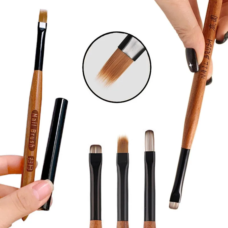 3Style Round Wood Handle Nail Ombre Brush Nail Art Painting Pen Brush UV Gel Polish Gradient Color  Acrylic Nail Drawing Pen