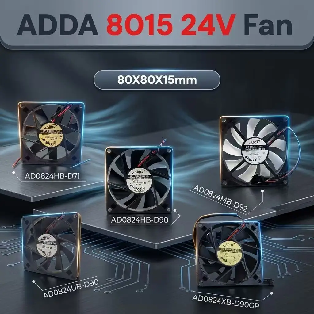 AD0824HB-D71 AD0824HB-D90 AD0824MB-D92 AD0824UB-D90 AD0824XB-D90GP para ADDA 8015 24V 80mm x 80mm x 15mm Série de Ventiladores Axiais de Resfriamento