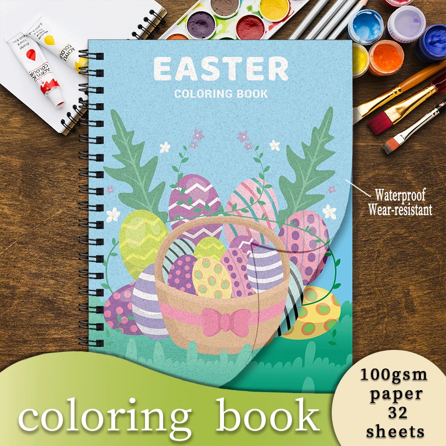 Rich Easter Eggs and Basket Adult Coloring Book - 8.3x 11.2 Inch 32 Page Coloring Book - Helps Reduce Stress and Ease Emotions