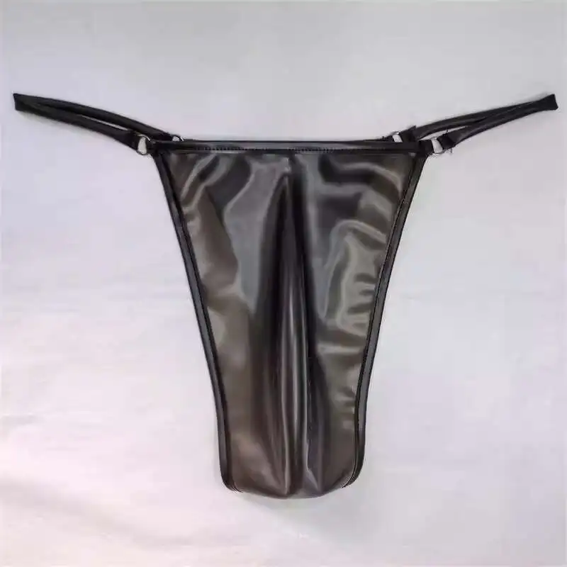 

Latex Leather G String Underpants Men Lingerie Panties Waist76.6-100cm Crotch Length22cm Plus Size Underwear Sexy Briefs