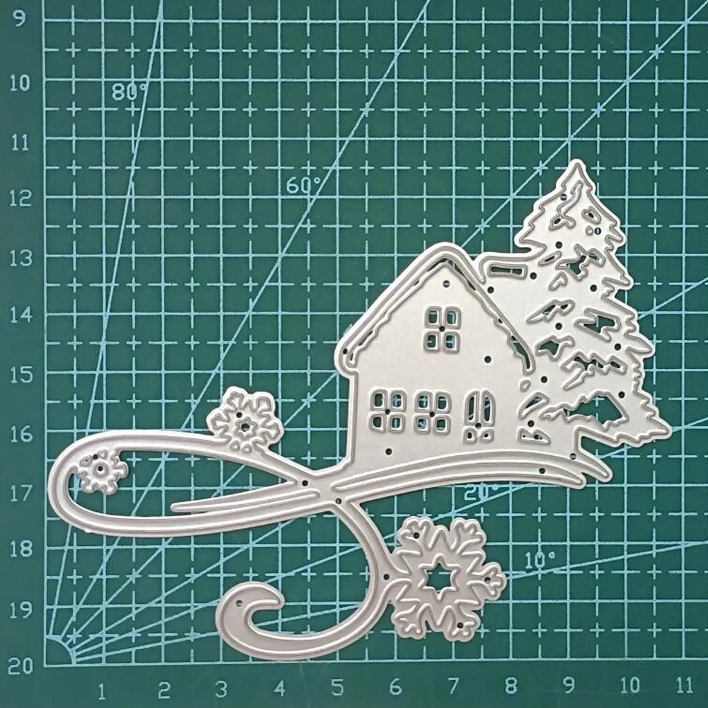 Metal Cutting Dies Cut Winter house tree Decoration Scrapbook Paper Craft Knife Mould Stencils