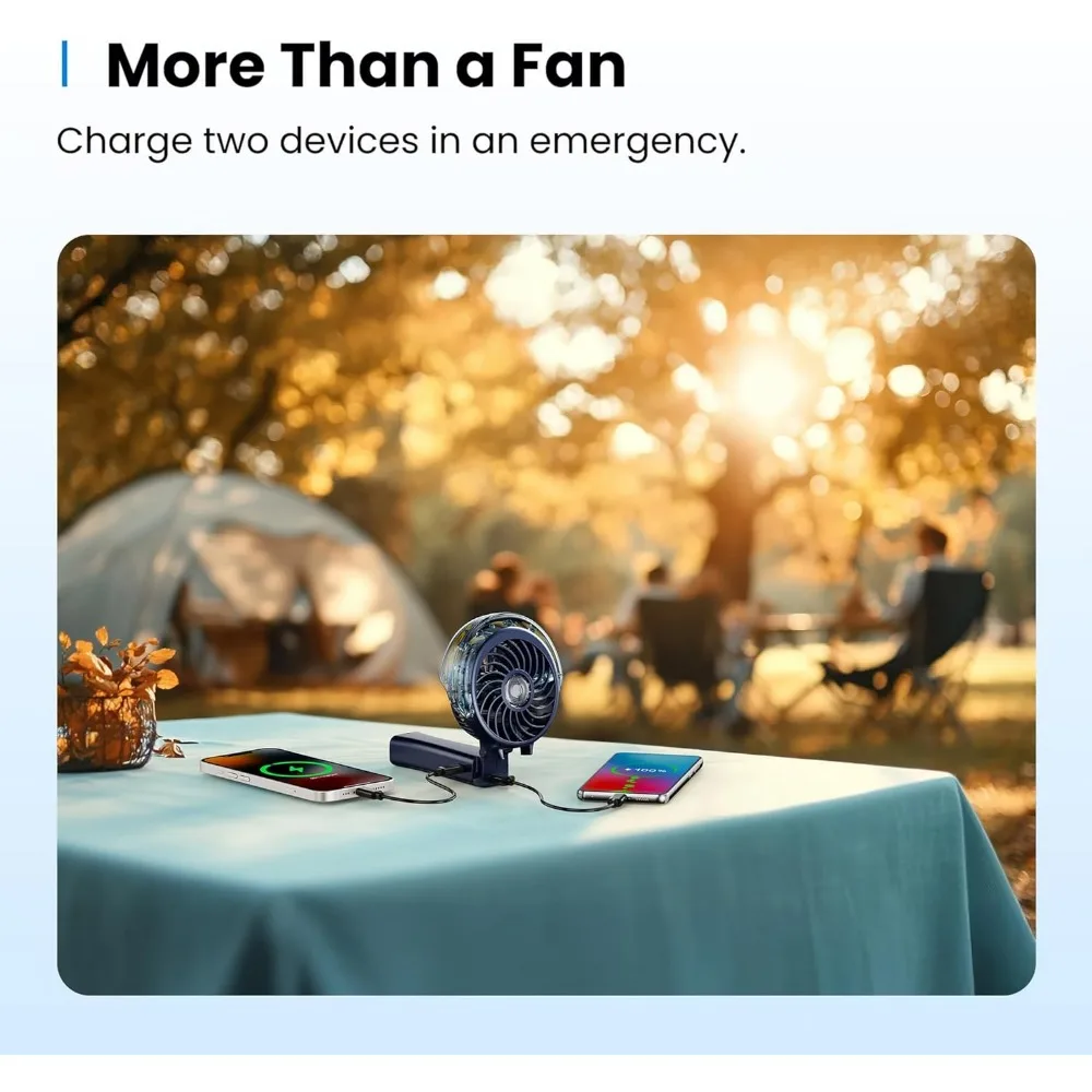 مروحة رذاذ محمولة - 4000 مللي أمبير قابلة لإعادة الشحن، خزان مياه 50 مل، قابل للطي 180 °   مروحة شخصية محمولة، 3 سرعات، شاحن محمول fo