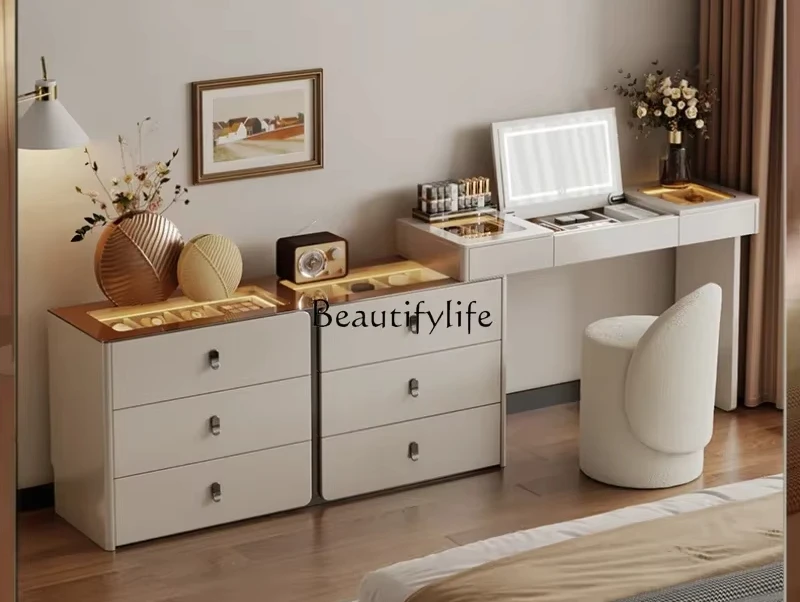

six-chest cabinet, bedroom locker, floor-to-ceiling storage against the wall, light luxury, advanced with lights