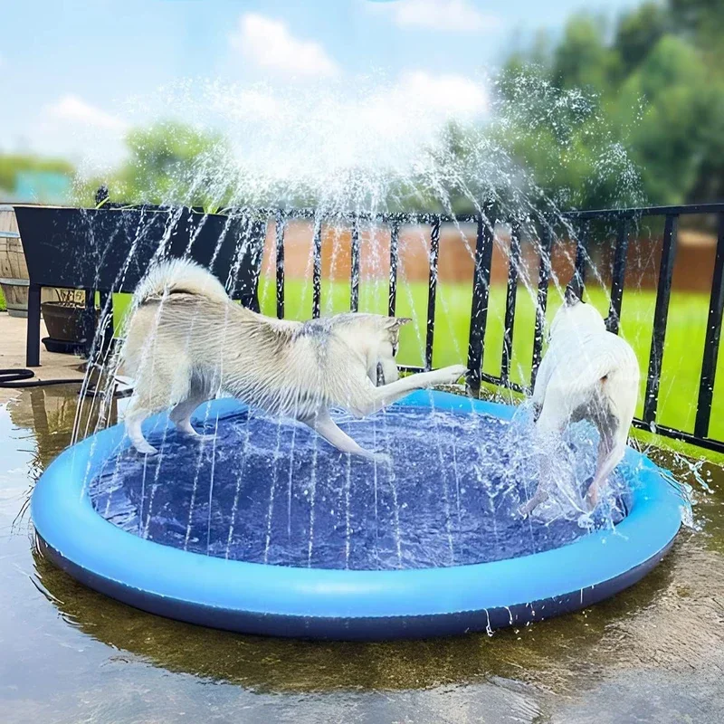 

Thickened & Durable Anti - Slip Splash Pad For Large Dogs - Outdoor Summer Sprinkler Toy & Water Play Mat For Backyard Fun Plush