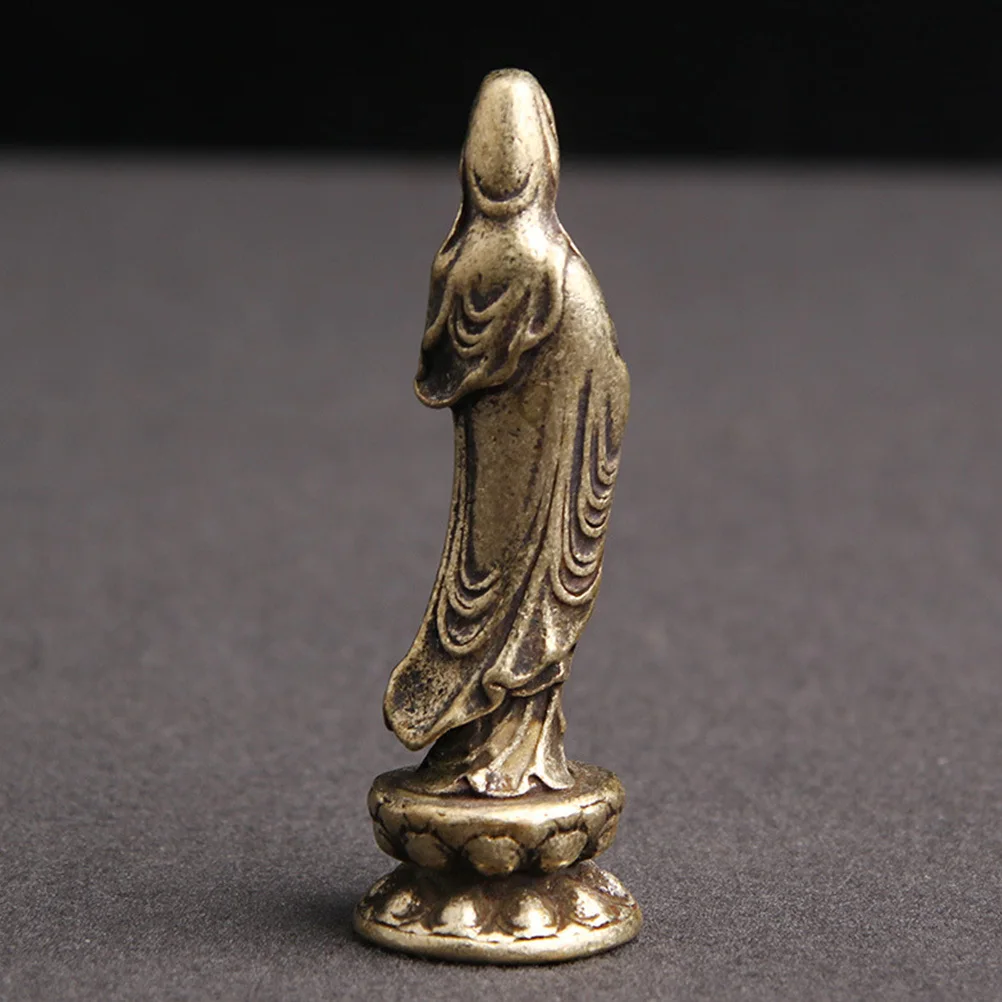 Brass Religious Buddha Adornment Exquisite Desktop Decor High Quality Material Compact Size Stable Flat Bottom Design