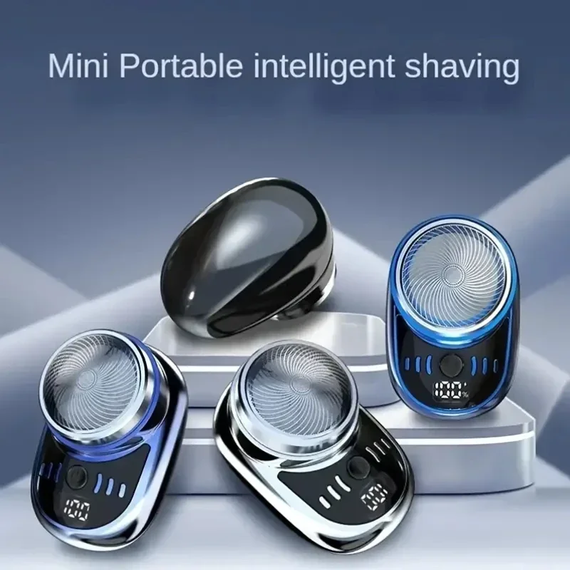 Mini Electric Travel Rotary Shaver, Portable Intelligent Facial Beard Razor, USB Charging, Pocket Size for Car and Home Use