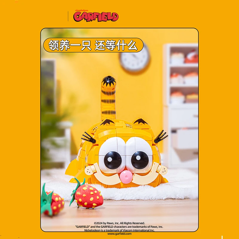 Garfield Pen Holder Building Blocks Classic Cartoon Anime Peripheral Desktop Decoration Ornaments Children DIY Toy Birthday Gift