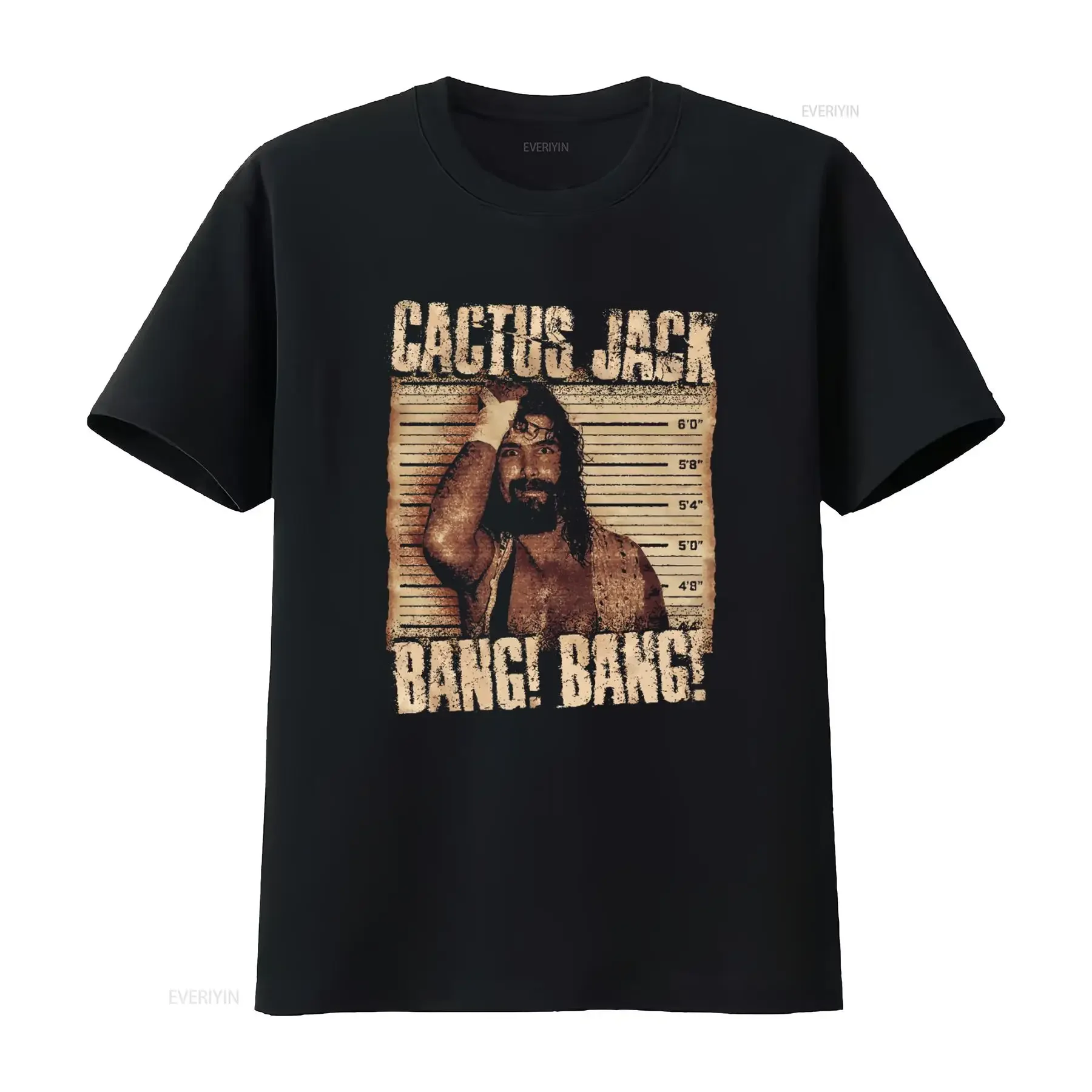 Mick Foley Mug Shot Cactus Jack Bang T Shirt vintage Washed Stylish Slightly graphic Casual Soft designer clothes Stretched