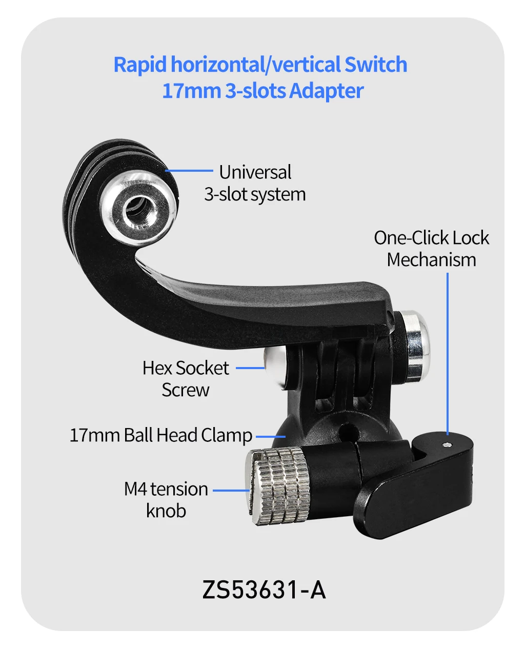 360 drehbare Helm-Kamerahalterung, flexible selbstklebende Basis, 17 mm Kugel für GoPro 13 12 11 Insta360 X4 X5 Ace Pro Motorradhalterung – Detail 23