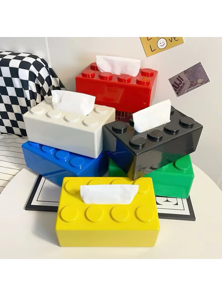 1PC Creative Cartoon Building Block Tissue Box with High Aesthetic Value for Household Napkins Paper Drawer Storage Box