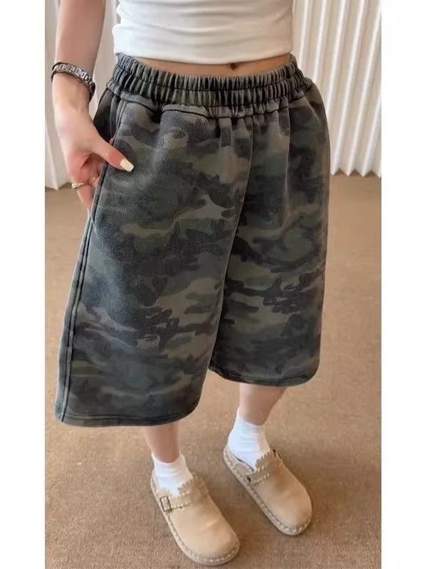 American Style Camouflage Workwear Shorts Men's Summer Loose Five-Quarter Casual Trendy Couple Mid-Length Straight Leg Pants