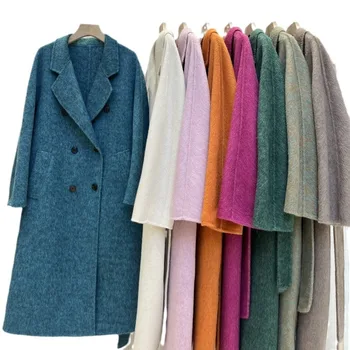 เสื้อขนสัตว์ผู้หญิงฤดูหนาวใหม่เสื้อแดงกว้าง Pine Mulberry Silk Coat ฤดูใบไม้ร่วงคู่ผูกสีเขียว Leisure Coat Casual เดินทาง