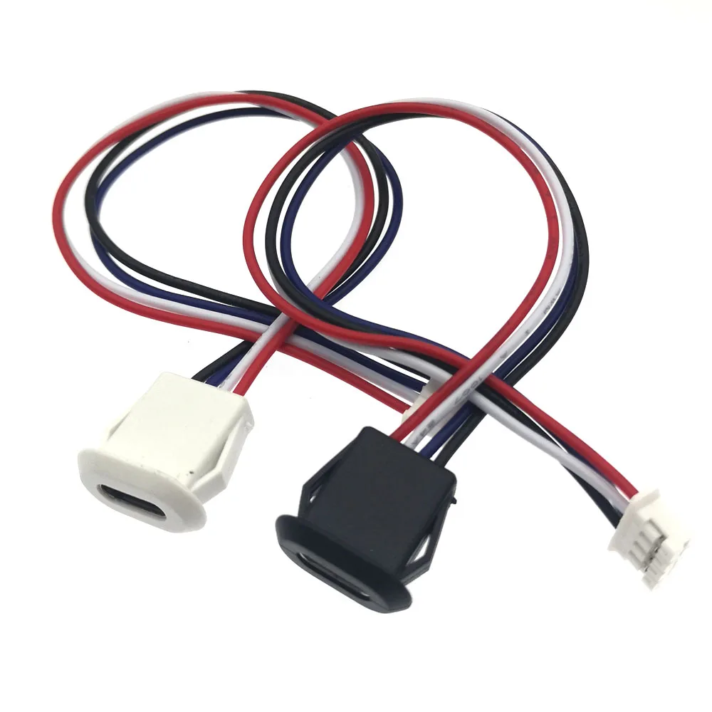 USB Type C 2/4/6Pin With data Waterproof Female USB C Socket Port Hole Fast Charge Charging Interface USB Connector With Cable