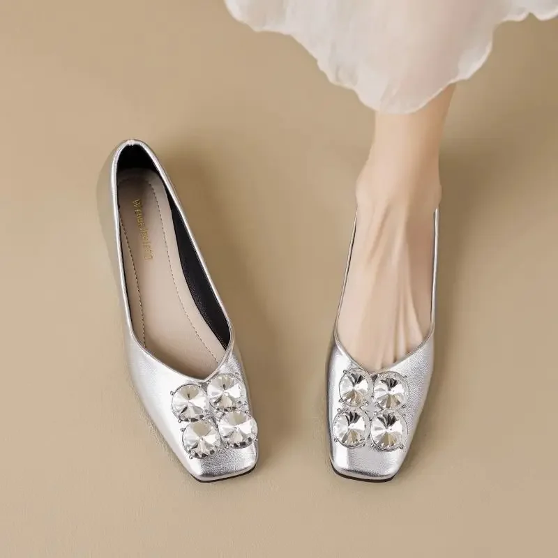 Rhinestone Woman Flats With Crystals Diamond Shoes For Women Lastest Young Social Hot Trendy Popular Luxury Brand Non Slip On