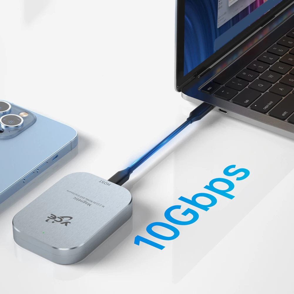 

Магнитный внешний корпус для SSD M.2 NVMe 2230 с интерфейсом USB 3.2 Gen 2 10Gbps Type-C, бокс для жесткого диска для iPhone 15 Pro Max ProRes