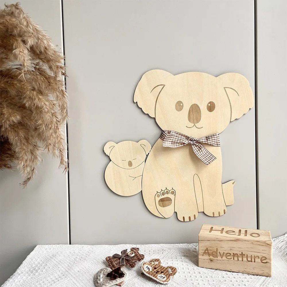 Ins Wooden Koala Bear Wall Stickers Children's Room Kindergarten Wall Decoration Photography Props
