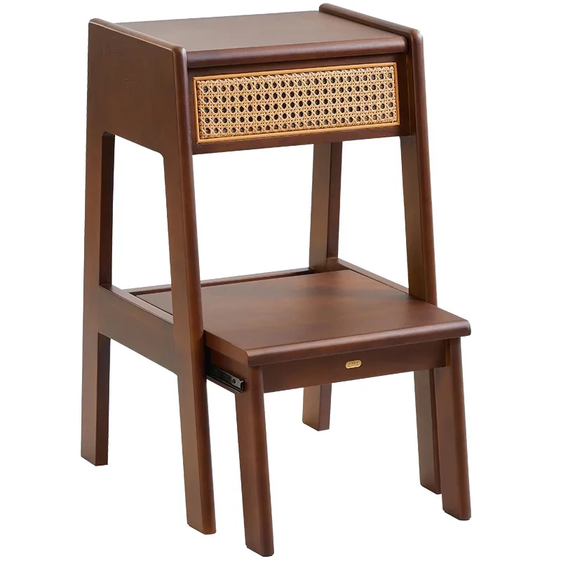 

Medieval folding double-layer ladder stool with drawer storage ladder multi-functional chair climbing storage ladder