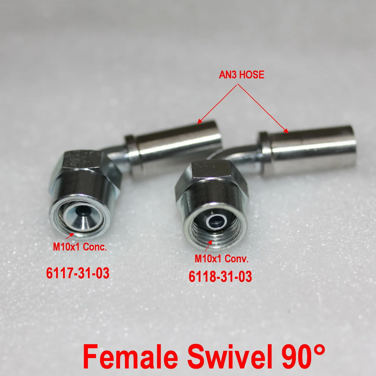 M10x1 Female Swivel CONC. CONV 90° Fitting For AN3 Braided Hose