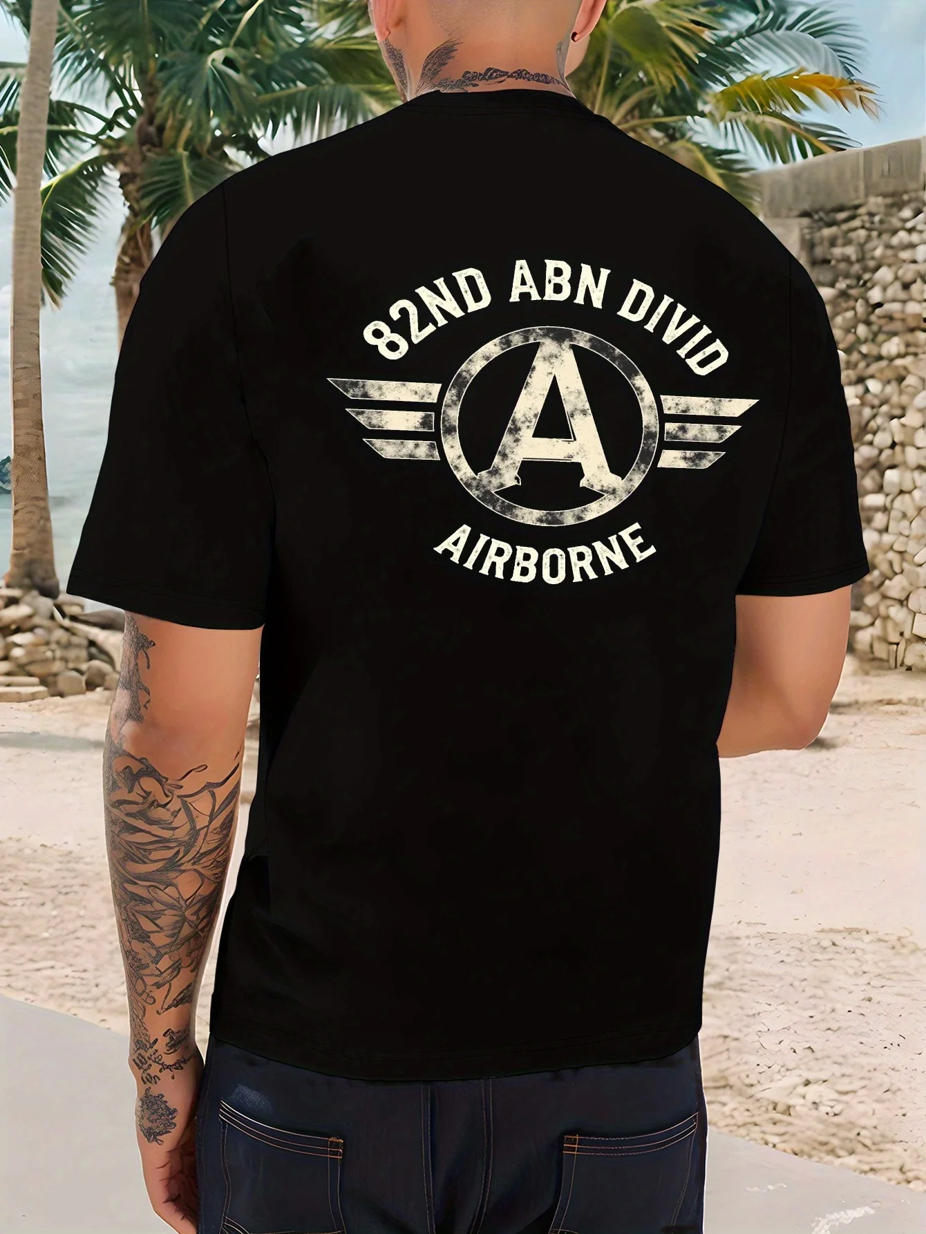 

Футболка 82-го воздушно-десантного десантника Insignia, 100% хлопок, с круглым вырезом и коротким рукавом, летняя повседневная мужская футболка, уличная одежда