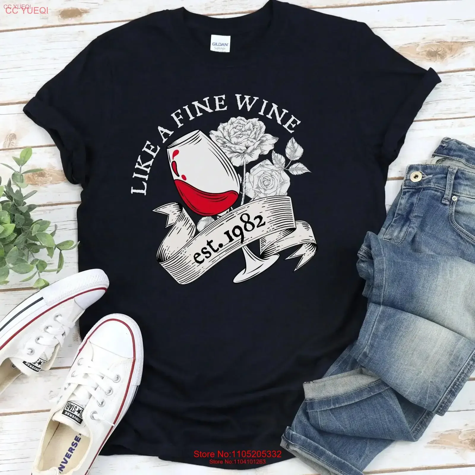 

42nd Birthday for women and men Like a Fine Wine T Shirt Est 1982 Best Friend Born in vintage Washed Casual Comfortable
