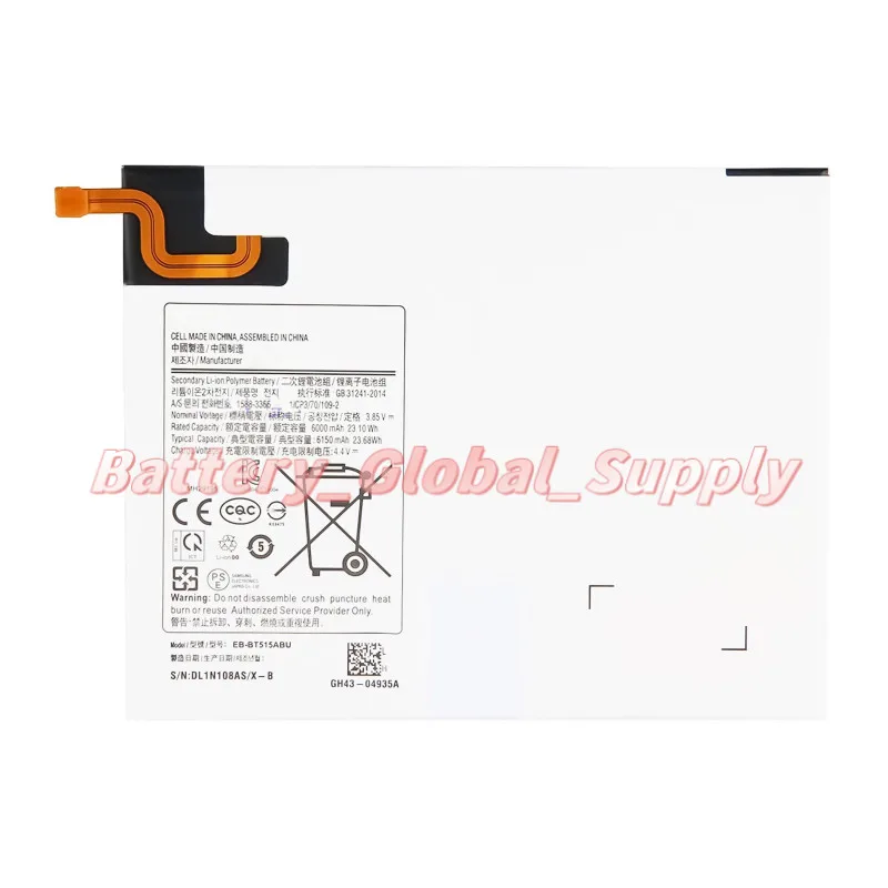 

For EB-BT515ABU Tab A 10.1 T510 T515 Battery 3.85V 6000mAh 1 PCS