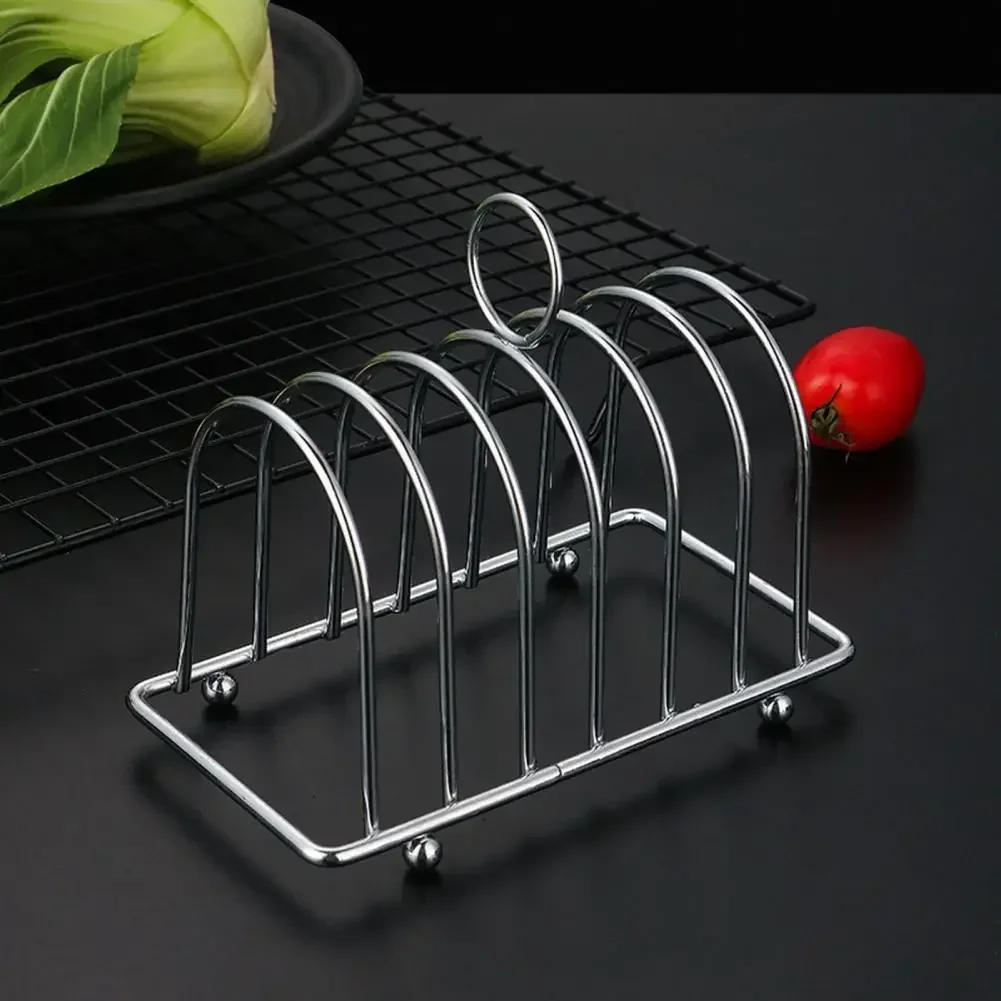 Stainless Steel Toast Bread Rack Restaurant Home Bread Holder 6 Slices Food Display Tool For Restaurant Kitchen Accessories