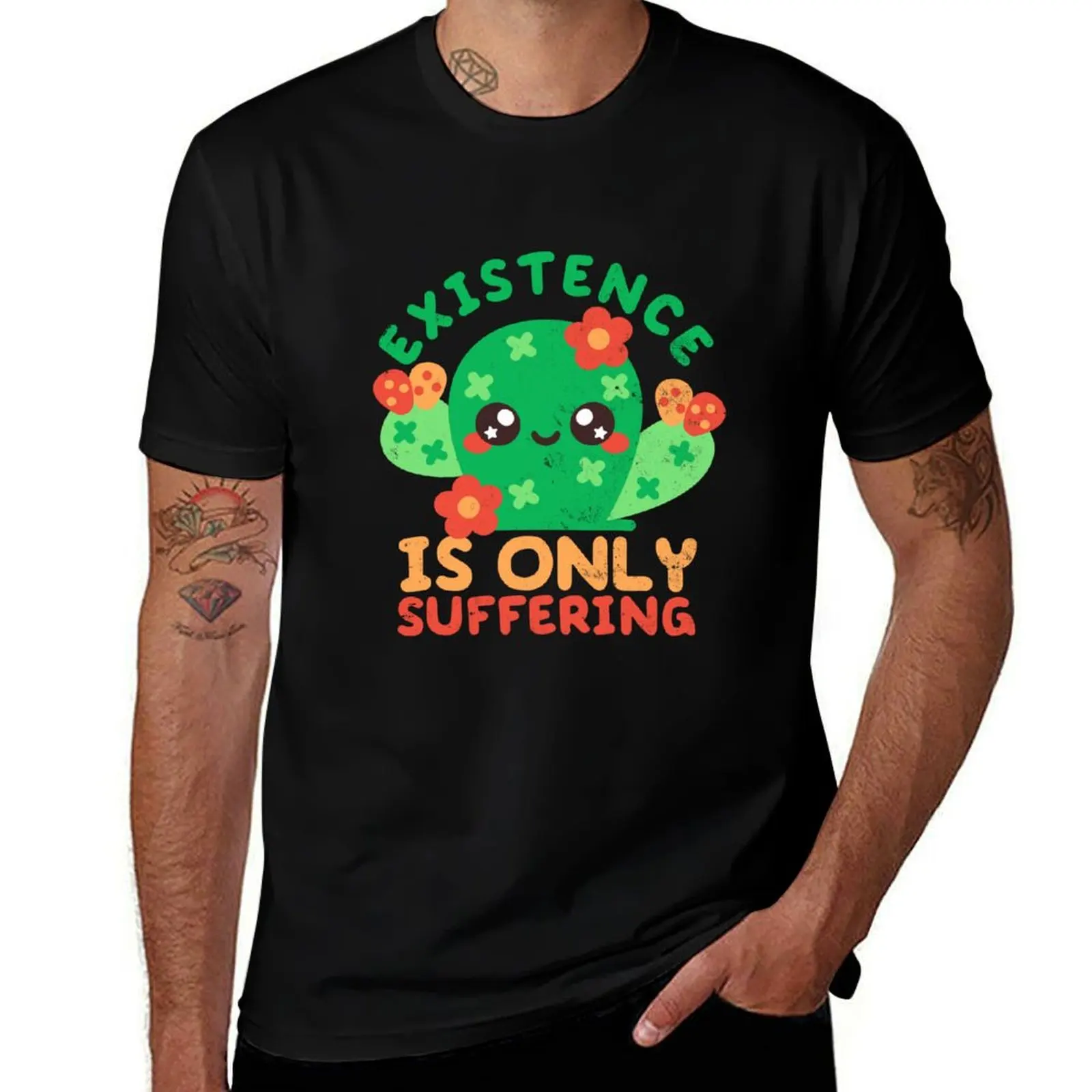 Existence is only suffering T-Shirt Retro Style Print Casual Top T-Shirt
