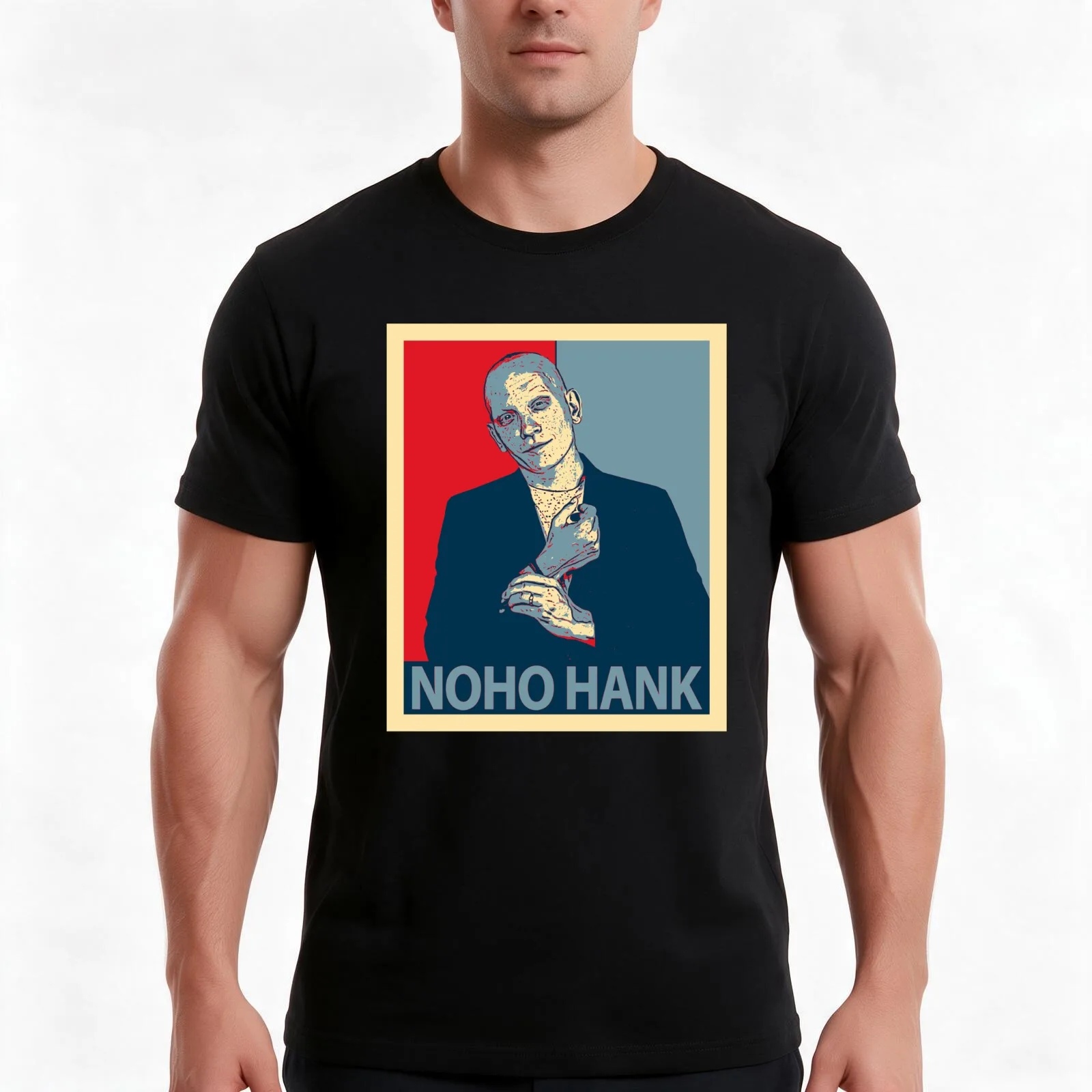 Noho Hank Barry T-Shirt, Summer Casual Cotton Tee, Oversized Streetwear Tops, Vintage Graphic Print, Loose Fit Short Sleeve