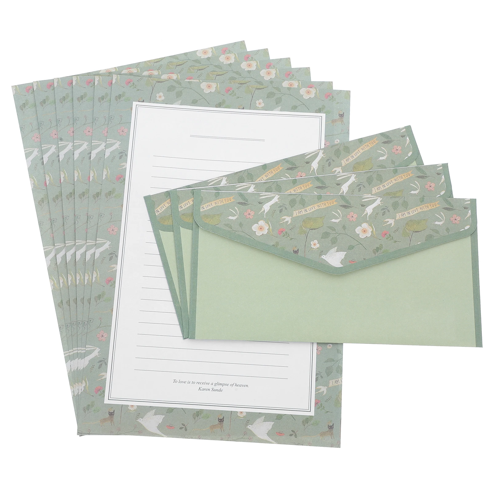 

Letter Paper Envelop Package Envelopes and Writing Kit Lined Stationery Cute Decorative Flowers Pads