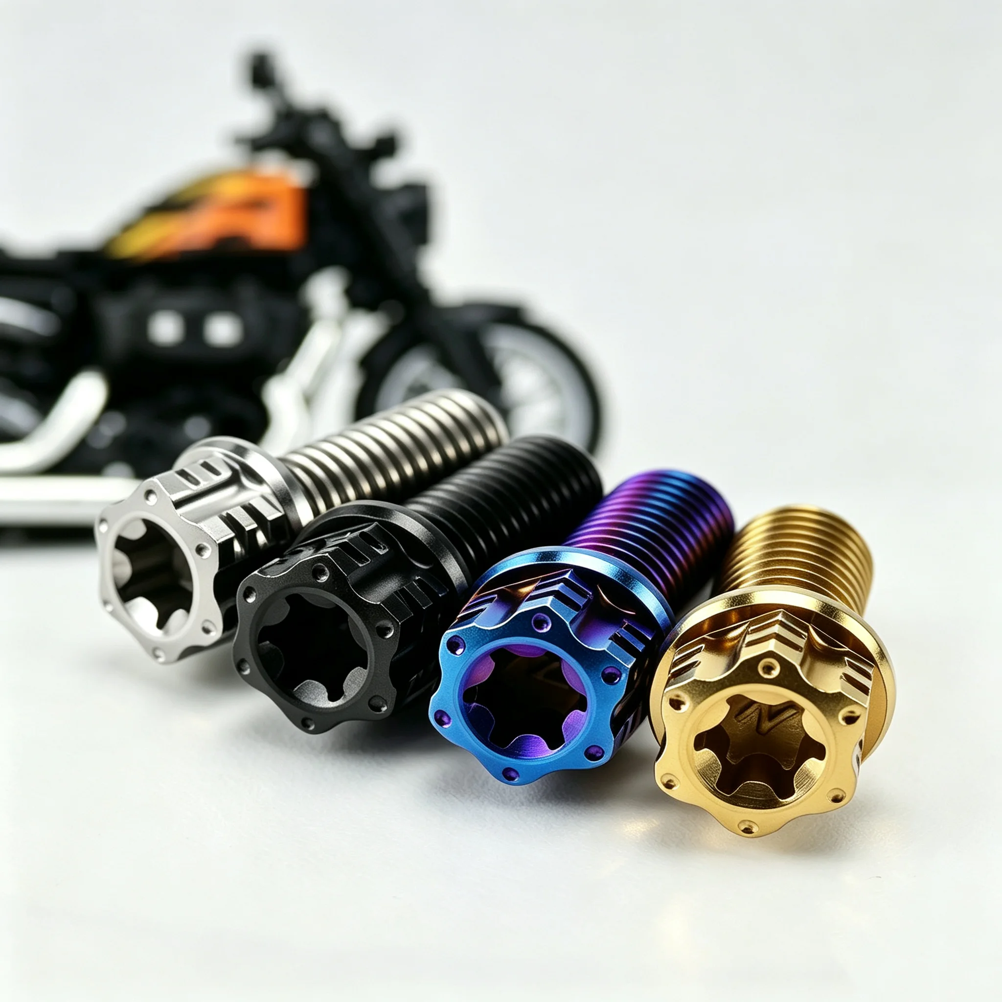 2Pcs Titanium Bolt M5 M6 M8 Torx Flange Rearview Mirror Rear Shock Caliper Gr5 Screw for Motorcycle E-Bike Black Gold Burnt Blue
