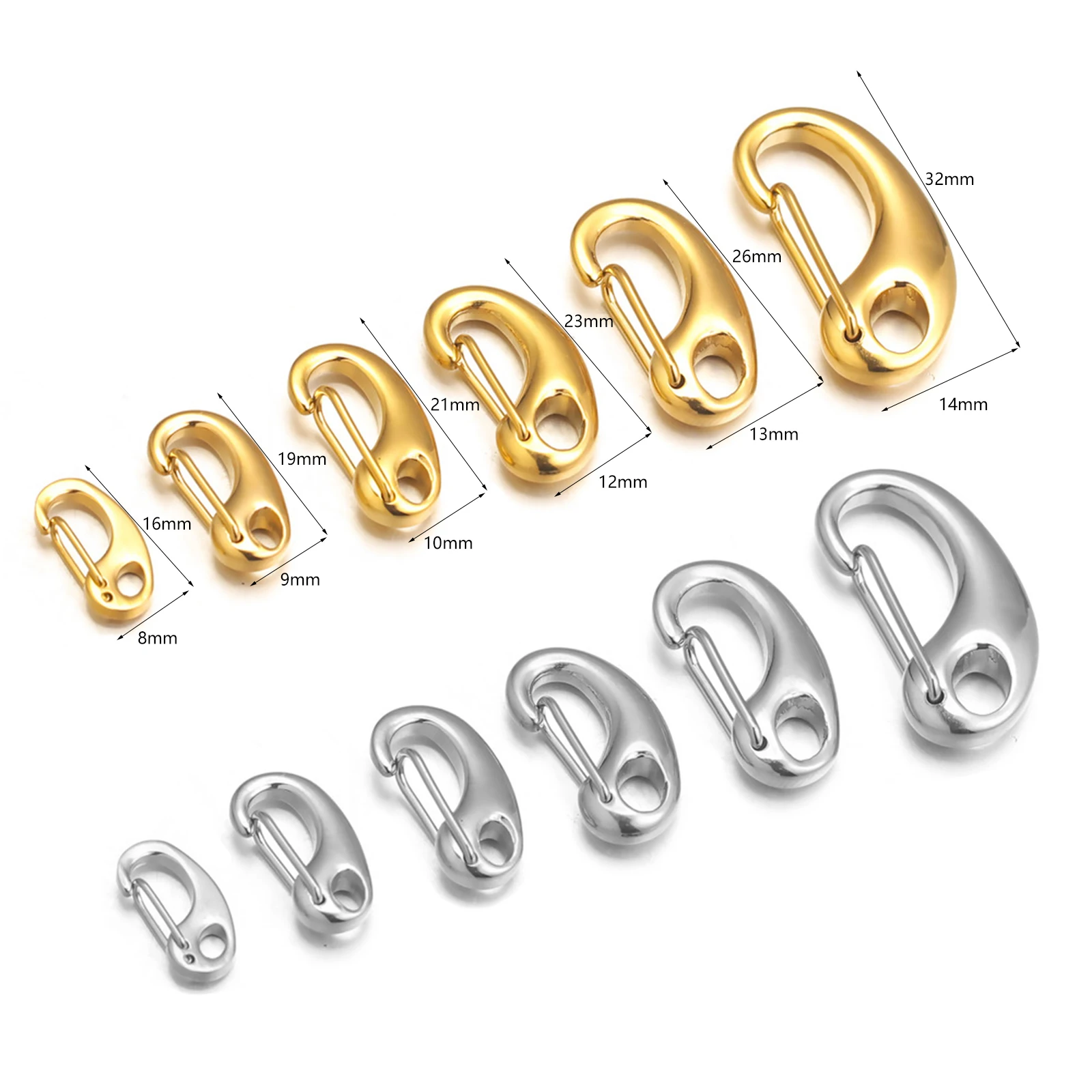 3Pcs Stainless Steel D-shaped Lobster Clasp Snap Hook Keychain Connectors Parts for Bracelet Necklace Chain DIY Jewelry Making