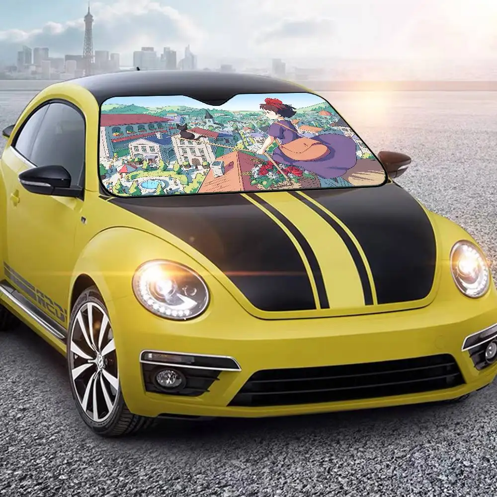 K-Kikis D-Delivery زجاج سيارة مضحك الشمس الظل طوي الأشعة فوق البنفسجية الشمس قناع حامي ظلة للنافذة الأمامية