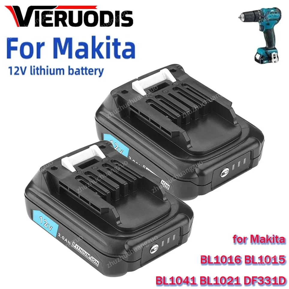 For Makita BL1021B BL1020 BL1016 BL1015 BL104 DF331D 12V 10.8V 3000mAh Li-ion Power Tools Rechargeable Battery