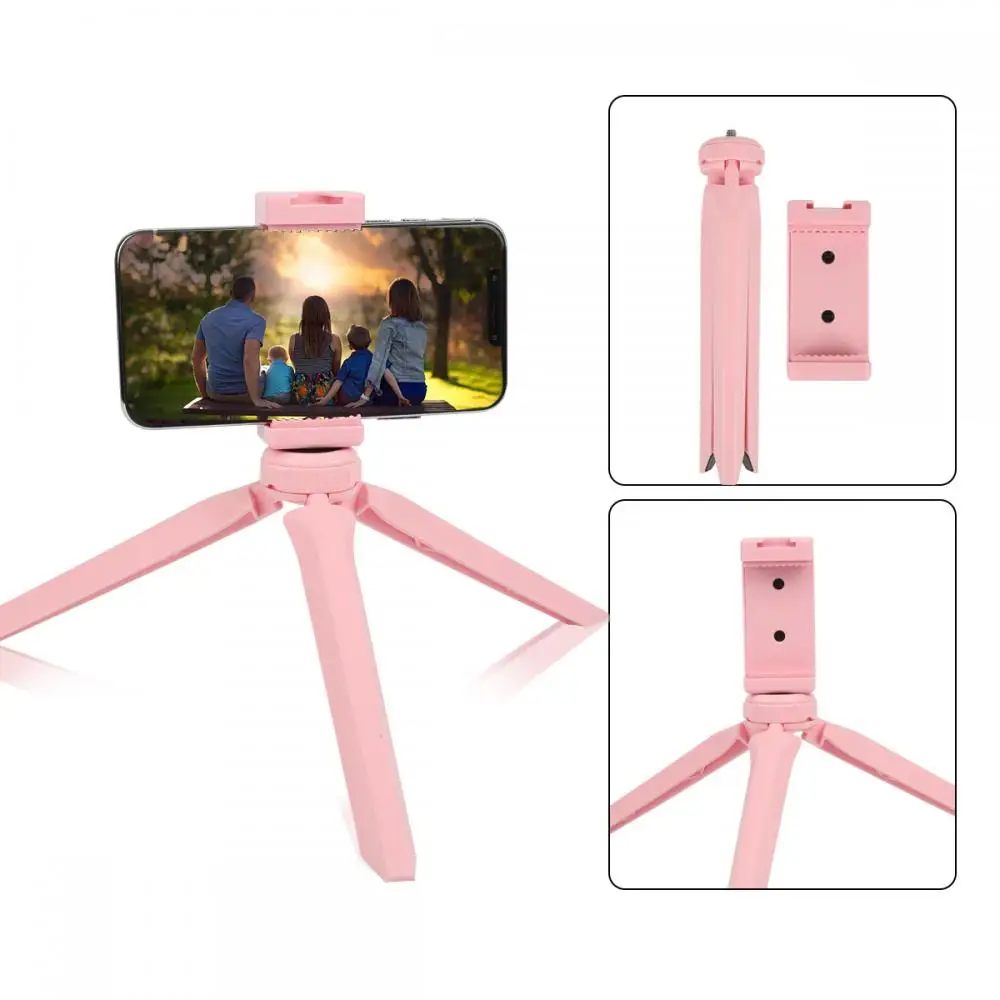 Desktop Triangle Bracket Pocket With Phone Clamp Rotating Adjustable Foldable For Smartphones Mobile Phone Stand Portable Mini